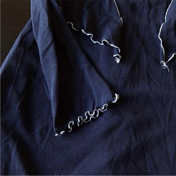 VTG Jodi California Sheer Jacket Dress Tie Front M Blue Contrast Made In USA - Picture 11 of 16